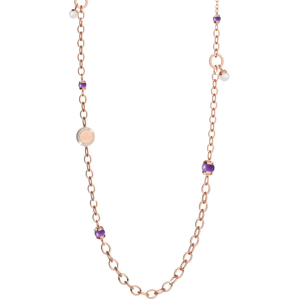 REBECCA Hollywood Stone - Purple Rose Long Necklace - John Ross Jewellers