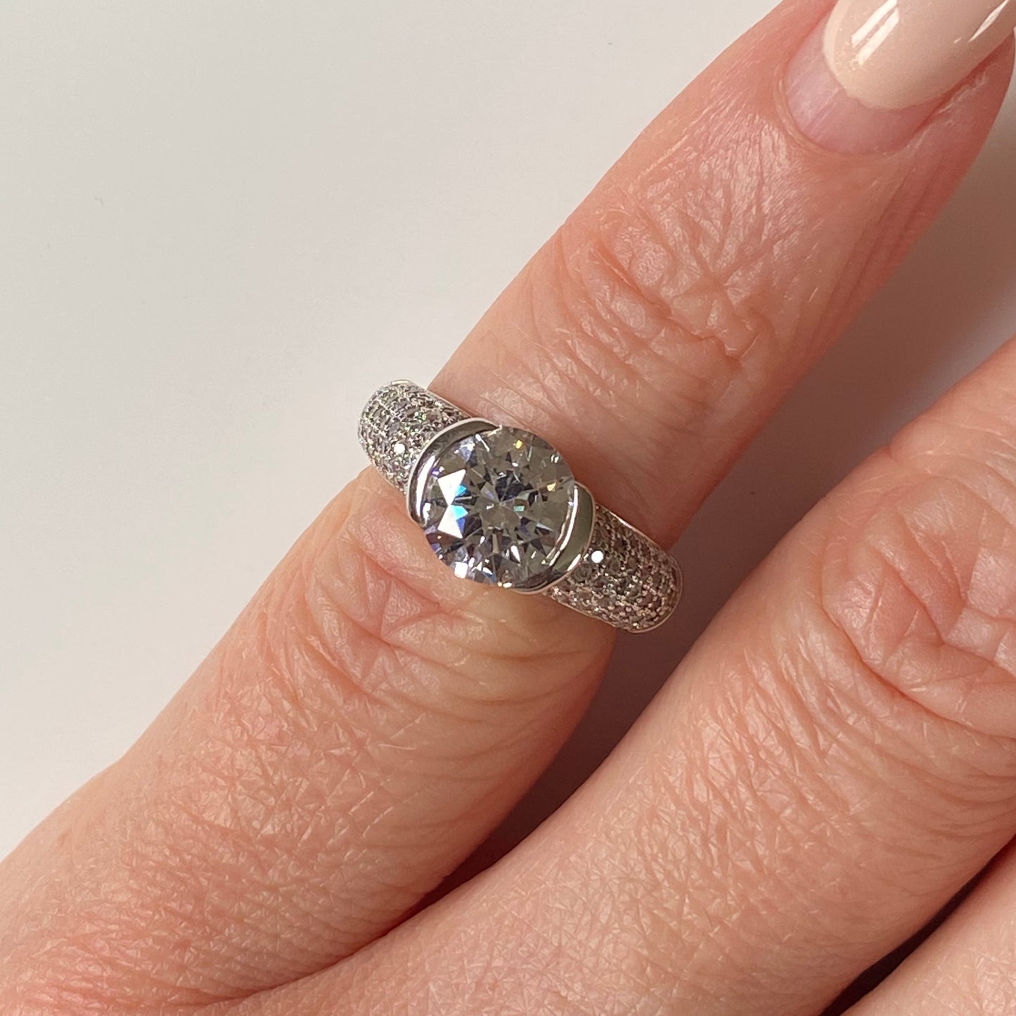 Silver CZ Solitaire Ring - Size I - John Ross Jewellers