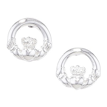 Silver Claddagh Studs - John Ross Jewellers