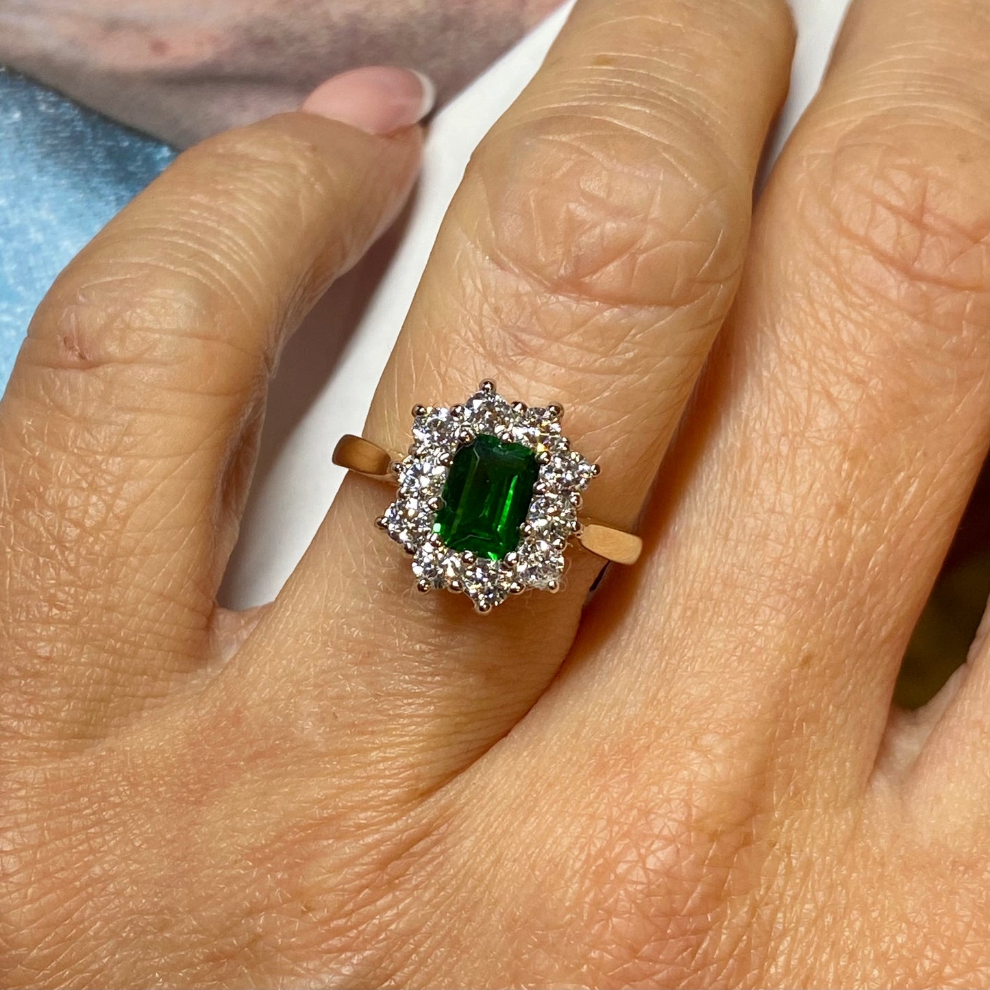 9ct Gold Green CZ & CZ Cluster Ring - John Ross Jewellers