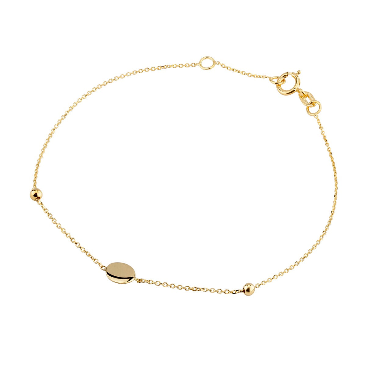9ct Yellow Gold Disc & Beads Bracelet - John Ross Jewellers