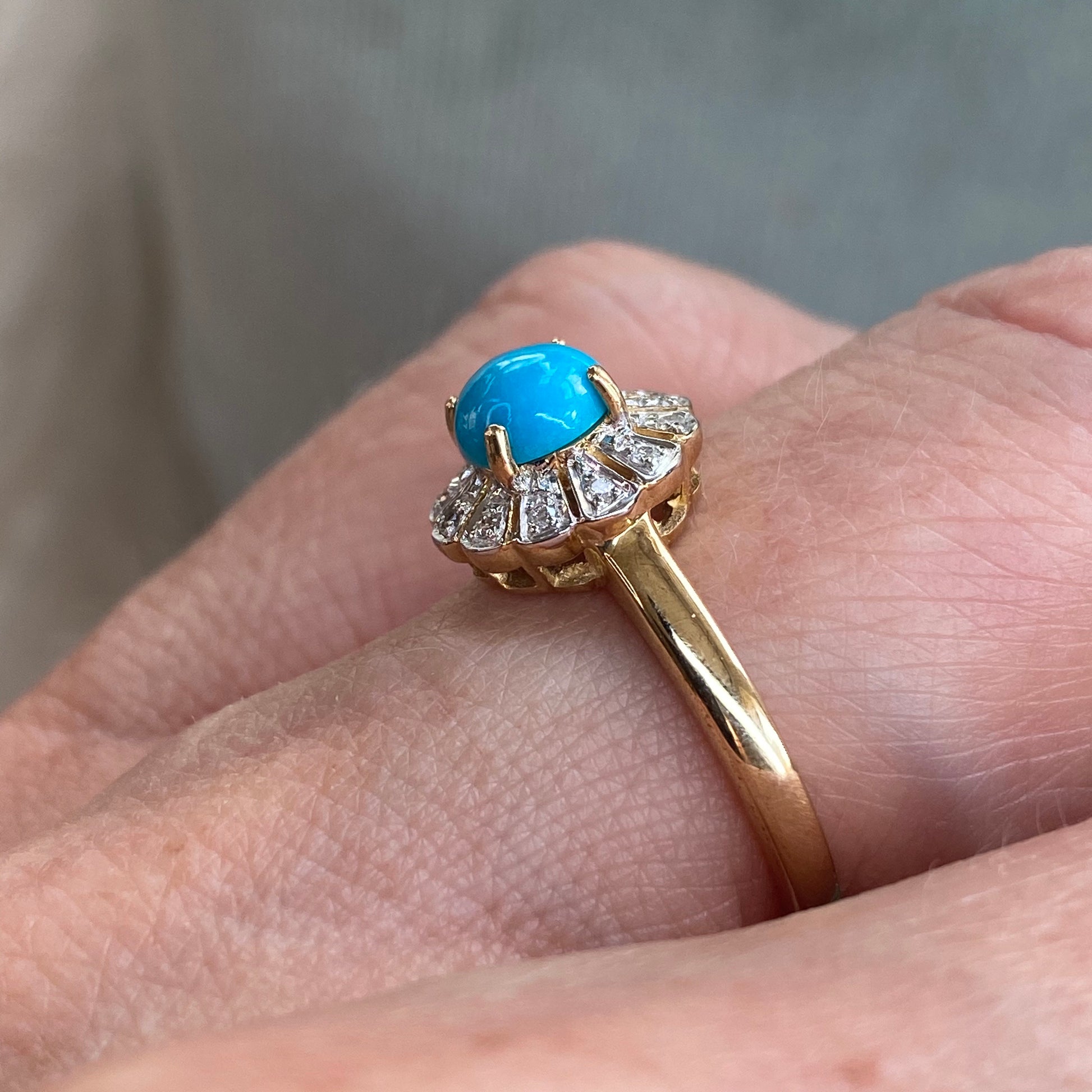 9ct Gold Turquoise & Diamond Ring - John Ross Jewellers