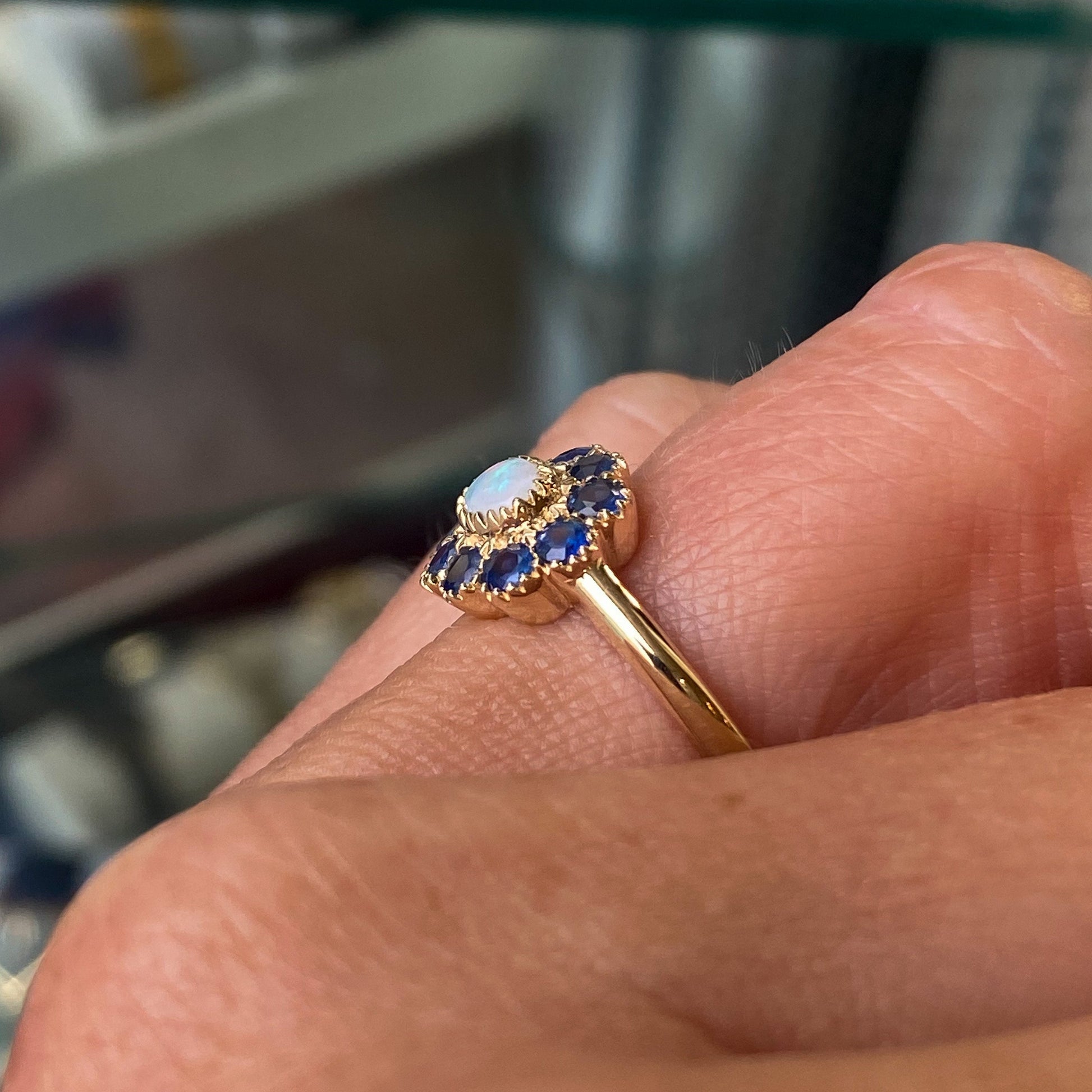 9ct Gold Opal & Sapphire Ring - John Ross Jewellers