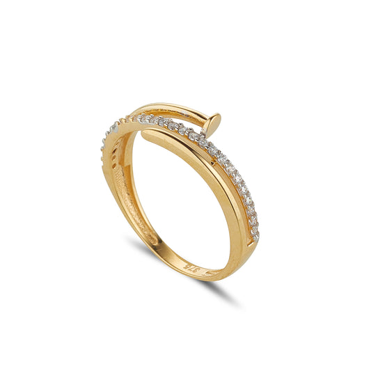 9ct Gold CZ Wraparound Nail Ring - John Ross Jewellers