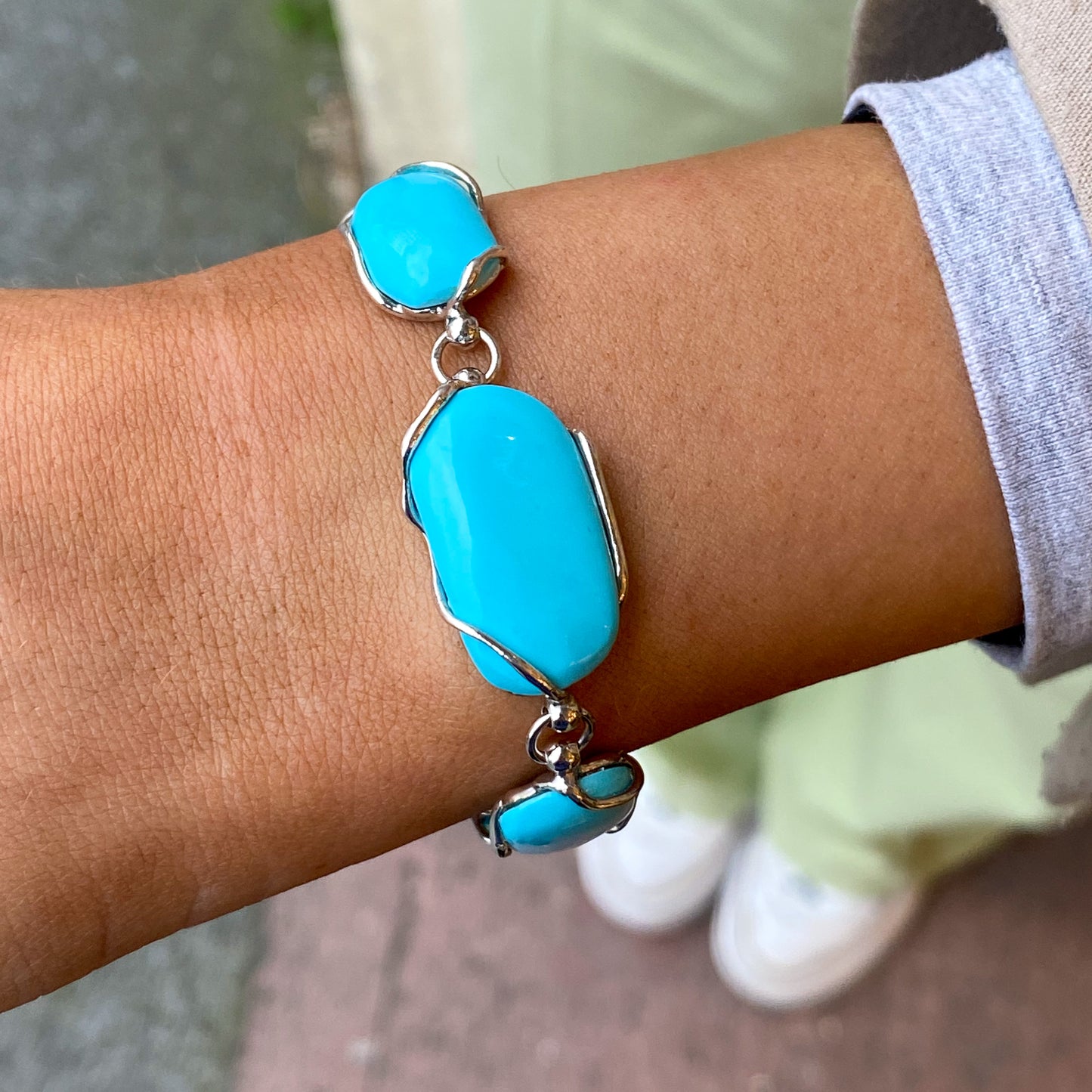 Silver Turquoise Nugget Bracelet - John Ross Jewellers