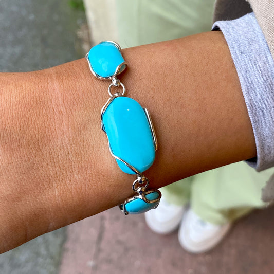 Silver Turquoise Nugget Bracelet - John Ross Jewellers