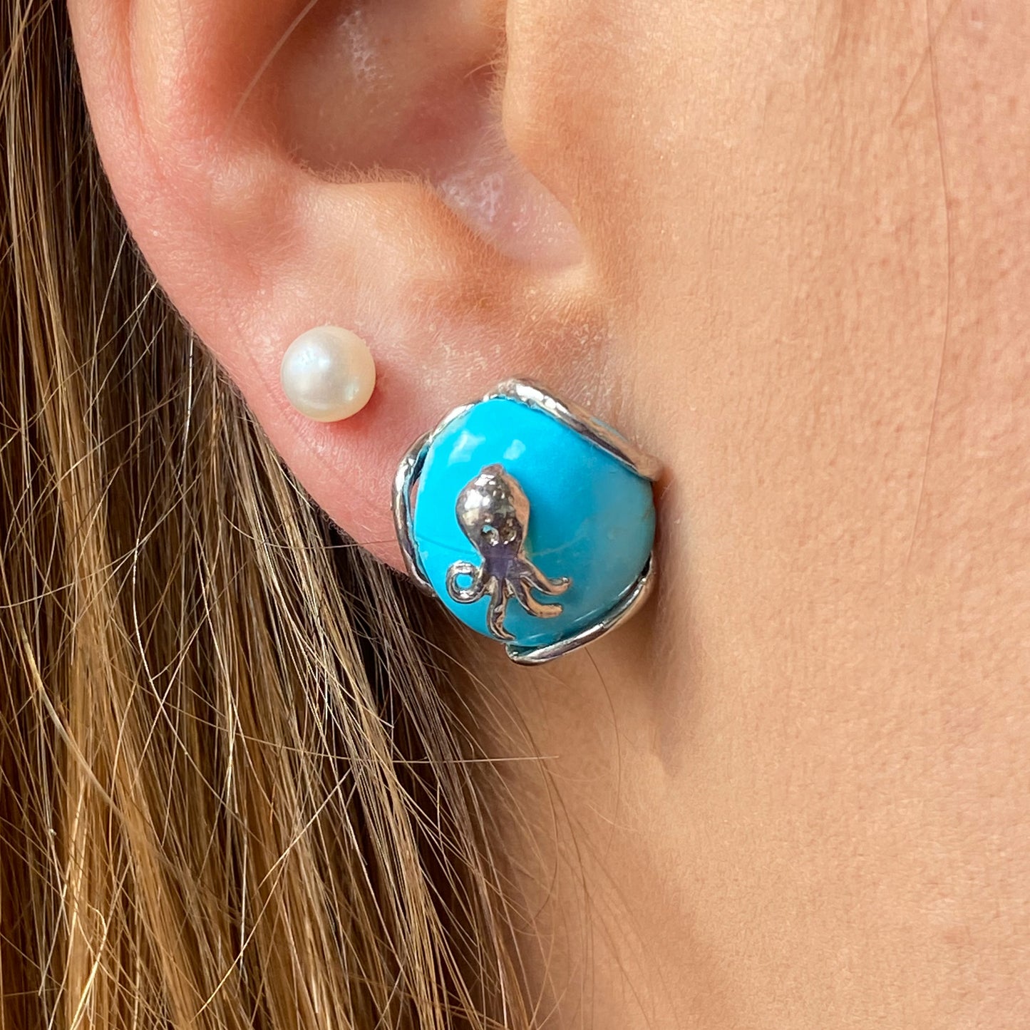 Turquoise & Octopus Stud Earrings - John Ross Jewellers