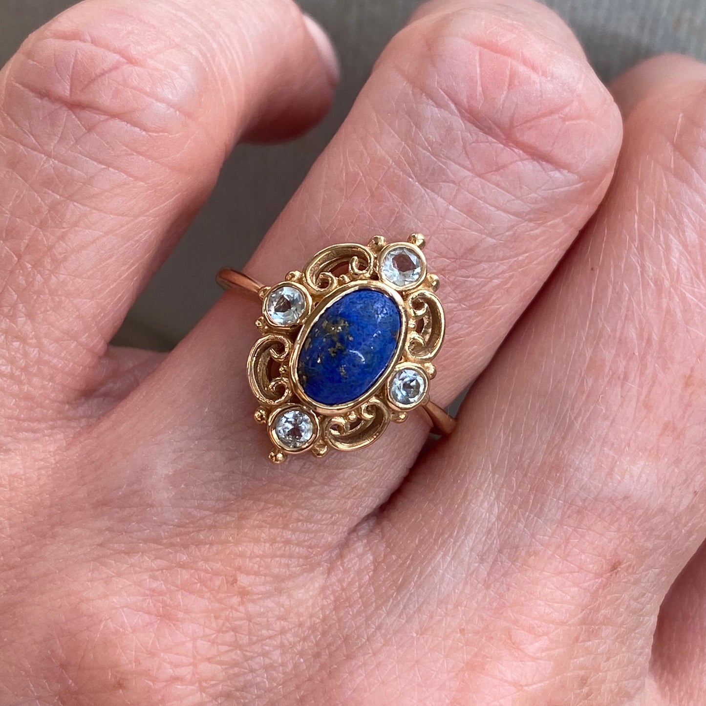 9ct Gold Lapis Lazuli & Blue Topaz Ring - John Ross Jewellers
