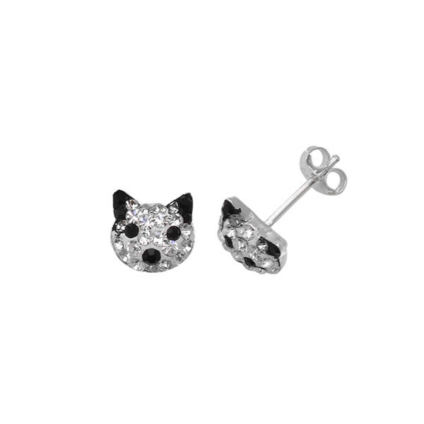Silver Crystal Doggie Stud Earrings - John Ross Jewellers