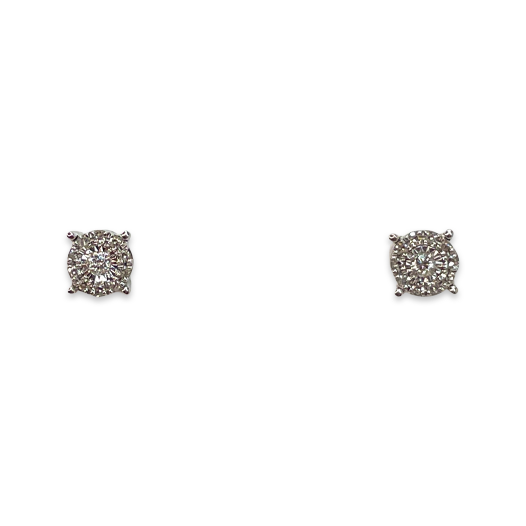 9ct White Gold Diamond Set Earrings - 0.10ct - John Ross Jewellers