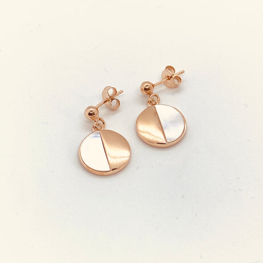 Rose Mother of Pearl Round Drop Earrings - John Ross Jewellers