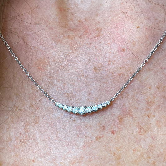 18ct White Gold Diamond Smiler Necklace | 0.33ct - John Ross Jewellers
