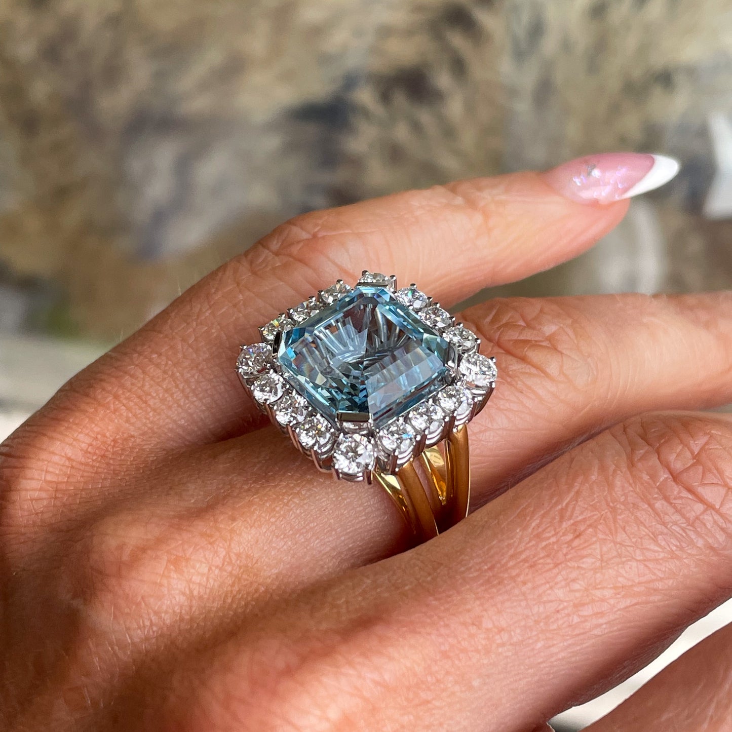 18ct Gold Aquamarine & Diamond Ring - John Ross Jewellers