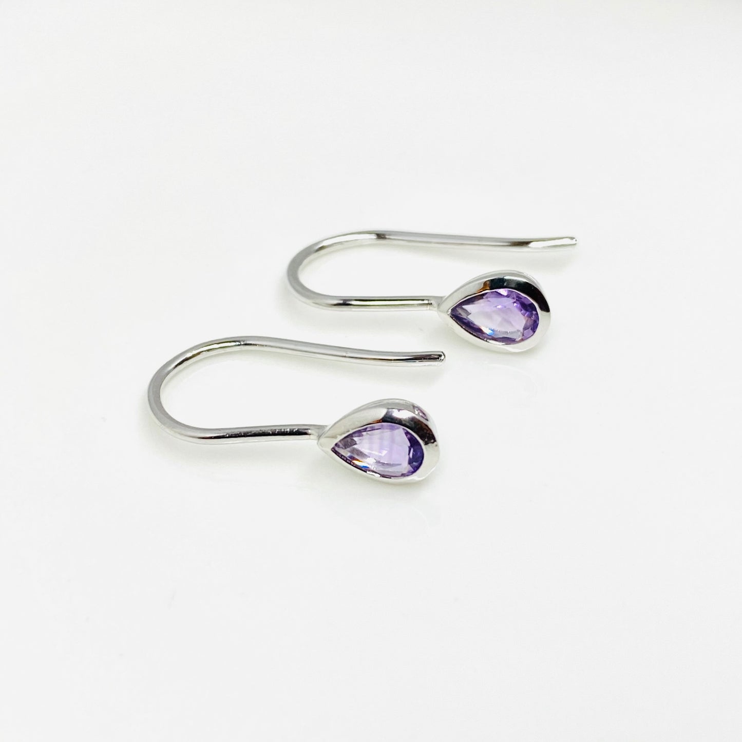 Silver Amethyst Pear Drop Earrings - John Ross Jewellers