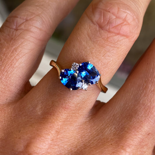 18ct Gold Sapphire & Diamond Moi Et Toi Ring - John Ross Jewellers