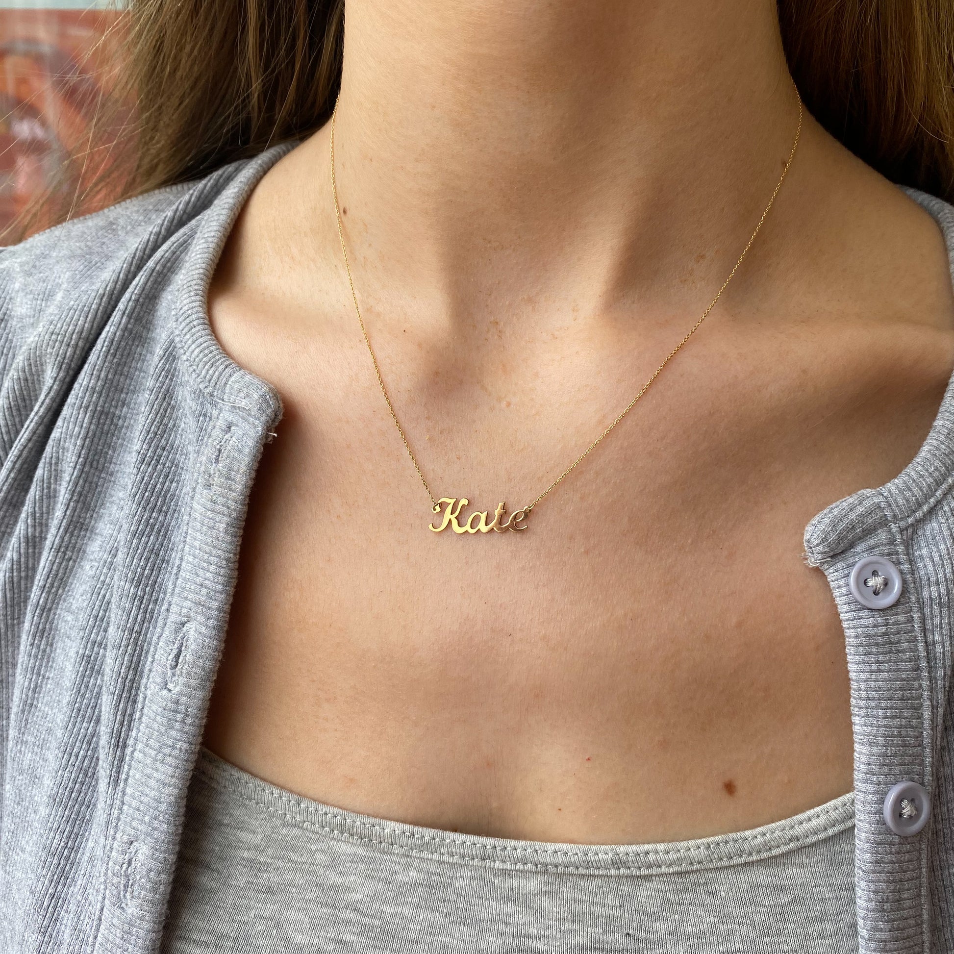 18ct Gold Name Plate Necklace