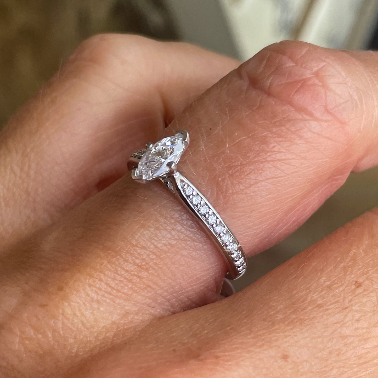 Platinum Marquise Diamond Engagement Ring | 0.57ct - John Ross Jewellers