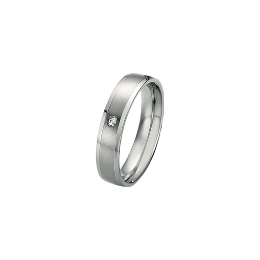 Steel Diamond Set Wedding Ring | 4.5mm - John Ross Jewellers