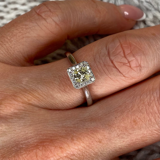 Platinum Lemon Princess Diamond Solitaire - John Ross Jewellers