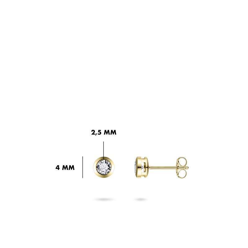 14ct Gold CZ Stud Earrings | 2.5mm - John Ross Jewellers