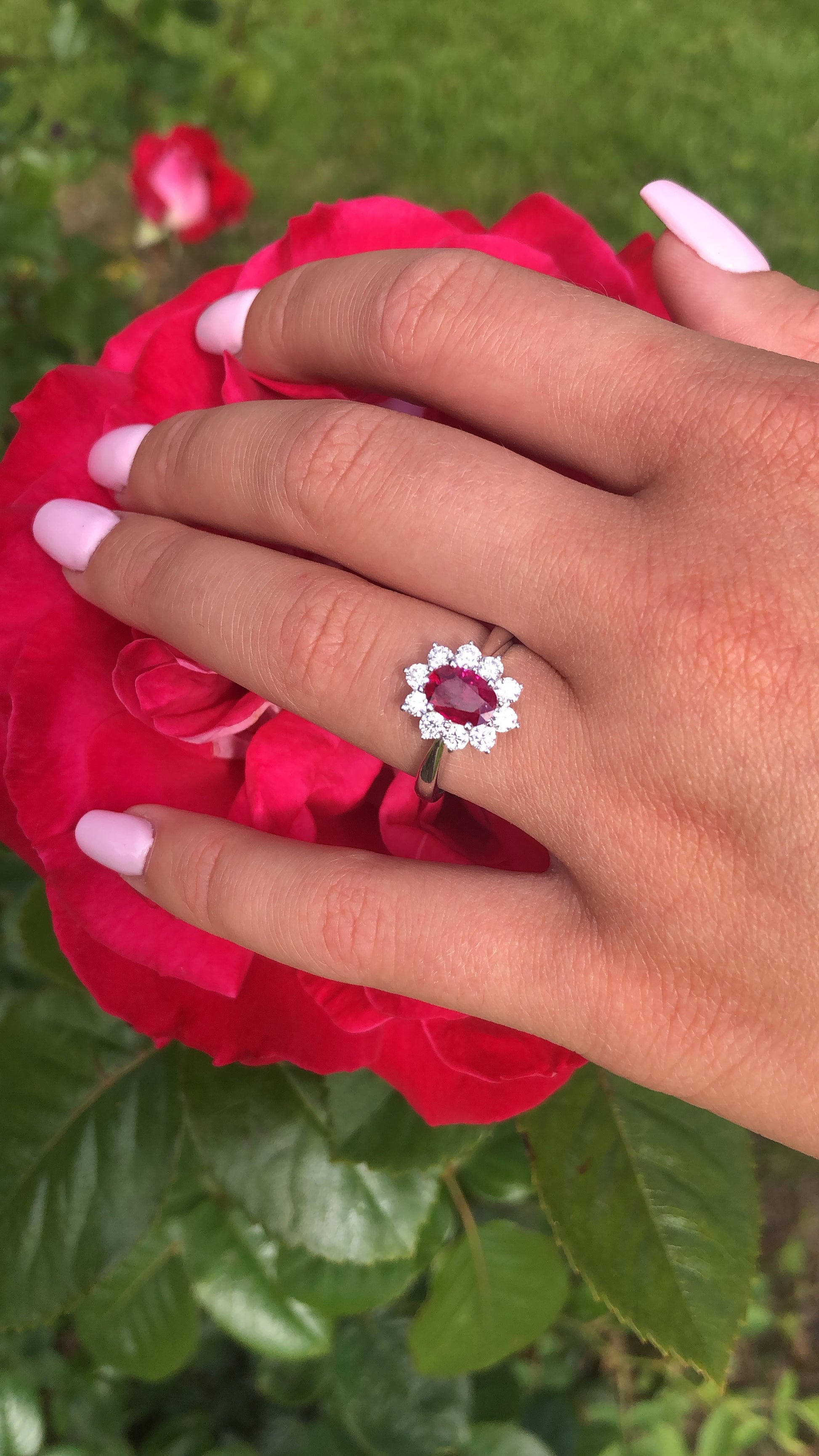 18ct White Gold Ruby & Diamond Ring | 1.65ct - John Ross Jewellers