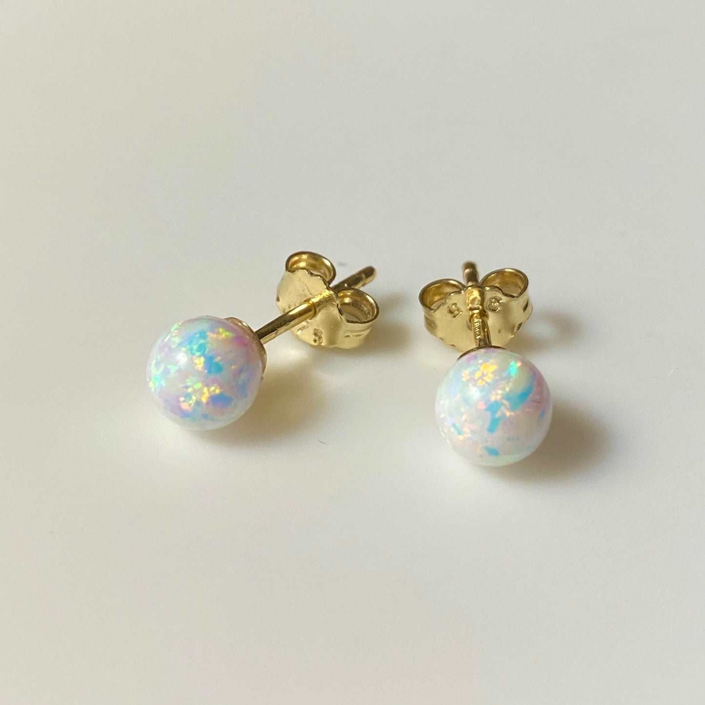 9ct Gold Opalique 6mm Ball Stud Earrings - John Ross Jewellers