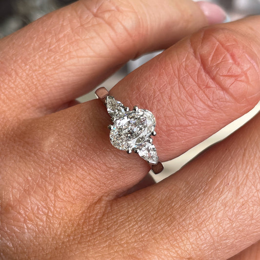 Platinum Oval & Pear Diamond Ring | 1.33ct Certificated - John Ross Jewellers