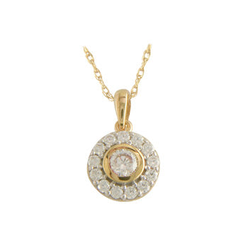9ct Gold CZ Cluster Pendant Necklace - John Ross Jewellers
