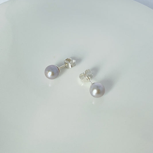 Silver Silver Grey Freshwater Pearl Stud Earrings | 6.5-7mm - John Ross Jewellers