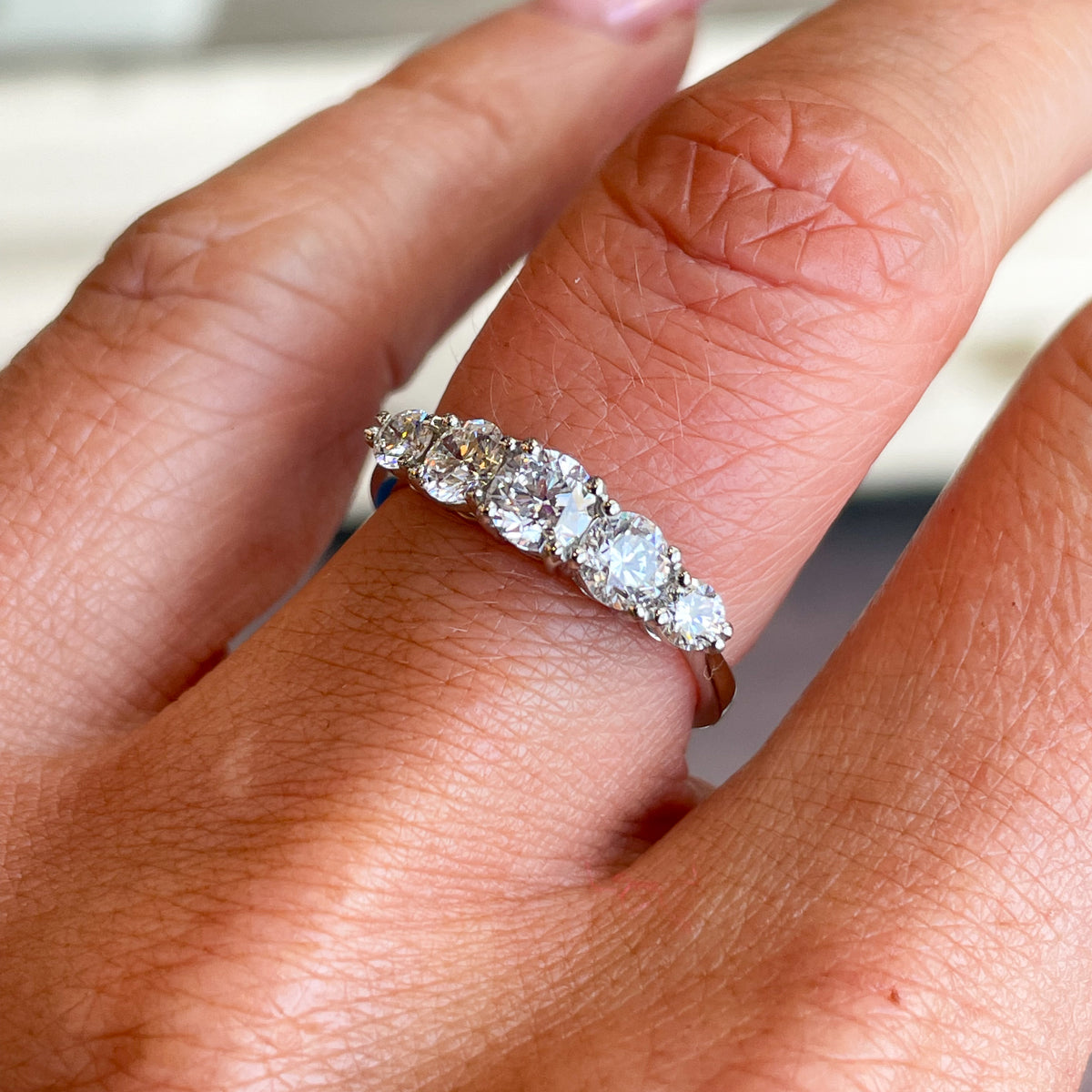 Graduated Rings Manipulative Platinum 1.09ct Five Stone Graduated Diamond Eternity Ring