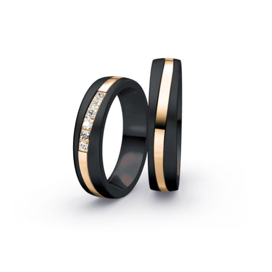 Black Zirconium & 14ct Rose Gold Wedding Ring | 5mm - John Ross Jewellers