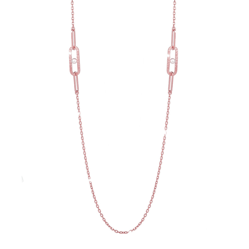 REBECCA R-Zero Pearl 90cm Necklace | Rose Gold - John Ross Jewellers
