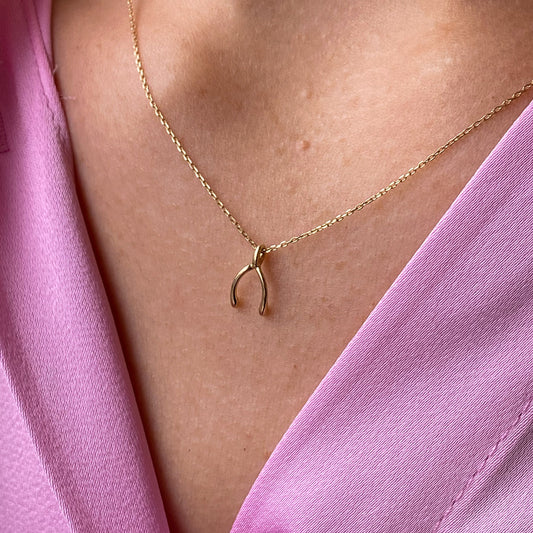 14ct Gold Wishbone Necklace - John Ross Jewellers