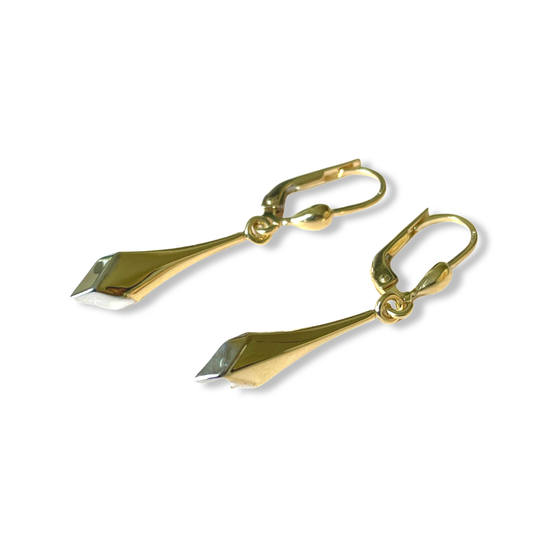 9ct Gold Drop Earrings | Two Tone - John Ross Jewellers