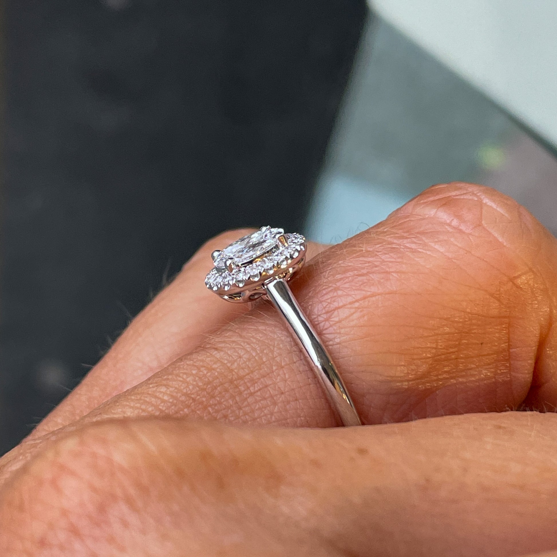 18ct White Gold Oval Cluster Diamond Engagement Ring | 0.53ct - John Ross Jewellers