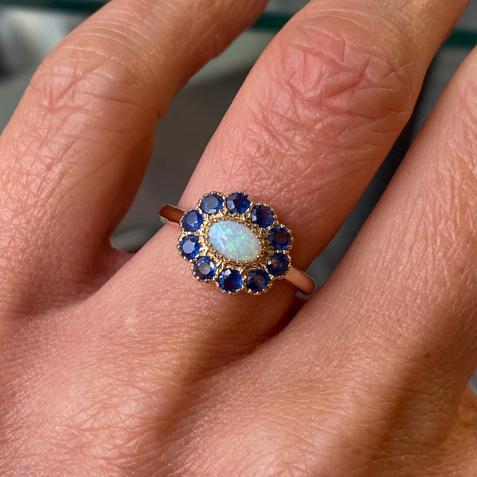 9ct Gold Opal & Sapphire Ring - John Ross Jewellers