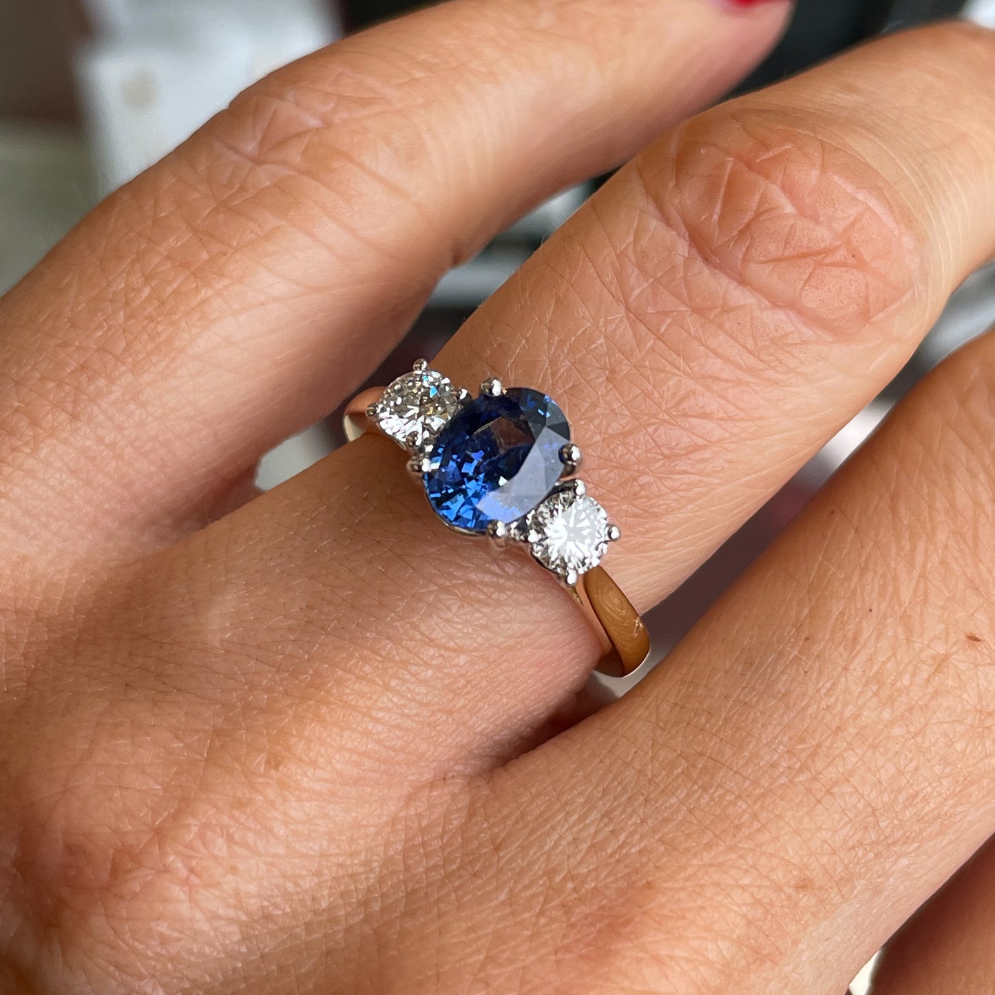 18ct Gold Sapphire & Diamond Engagement Ring | 1.37ct + 0.47ct - John Ross Jewellers