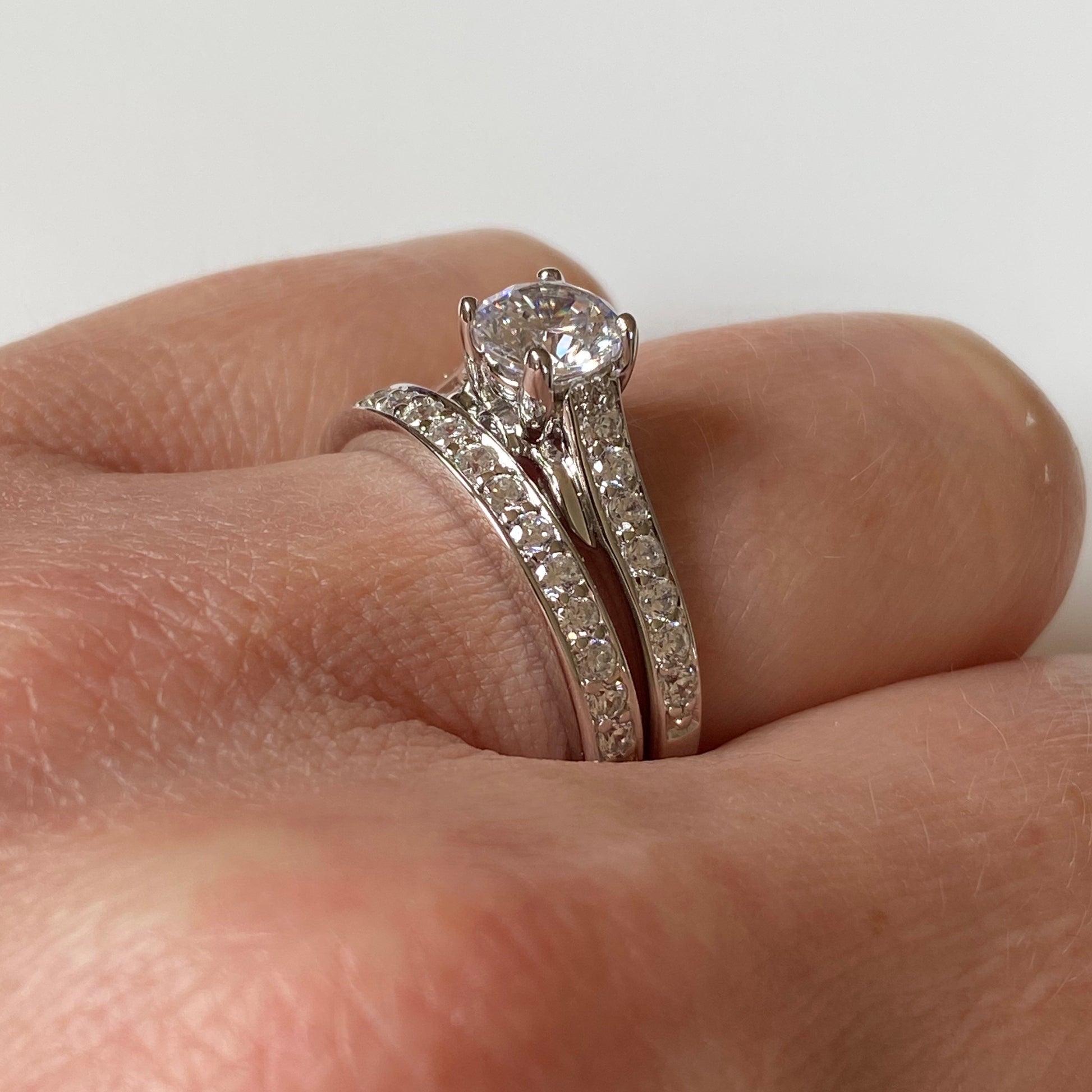 Silver CZ Bridal Rings Set - John Ross Jewellers