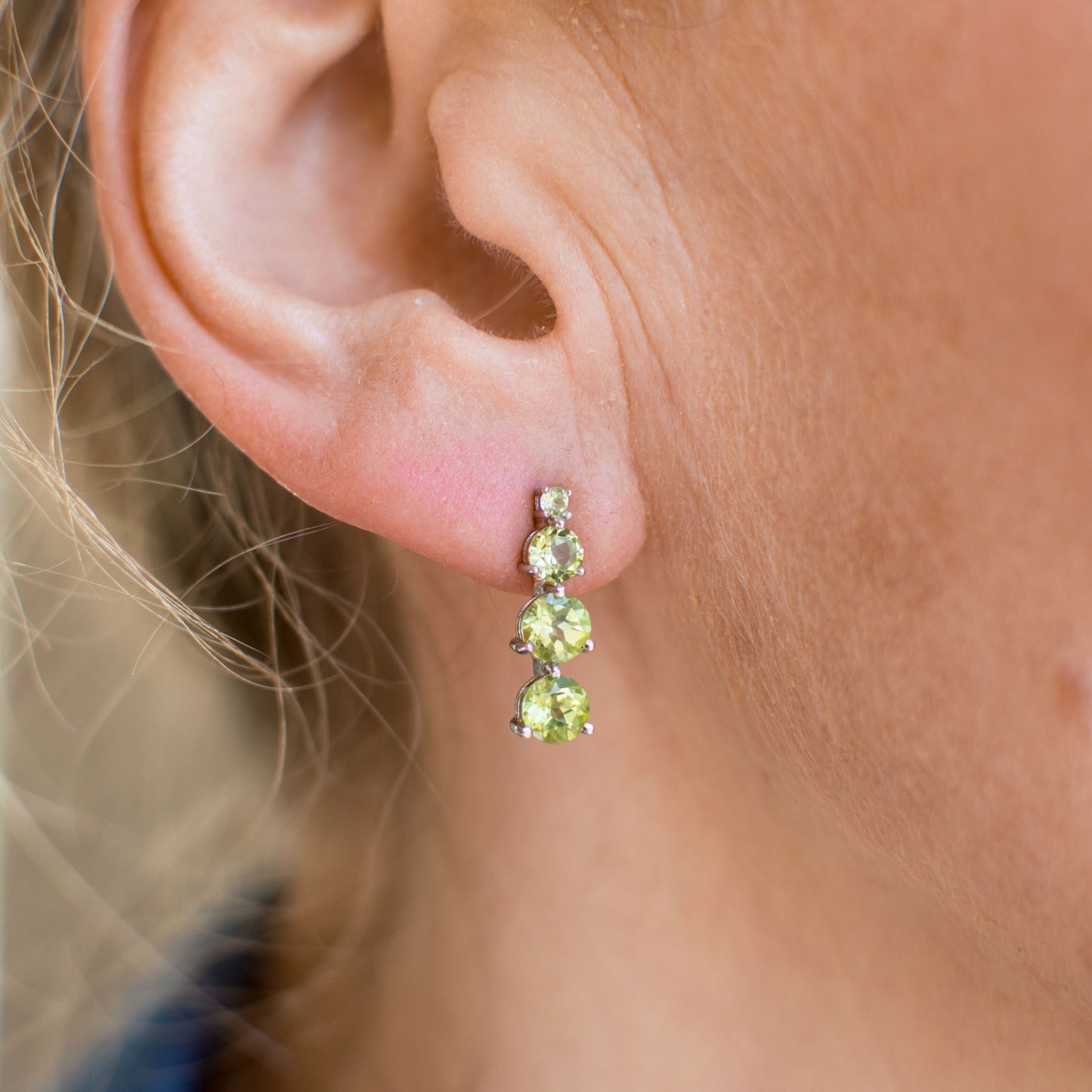 Silver Peridot Drop Earrings - John Ross Jewellers