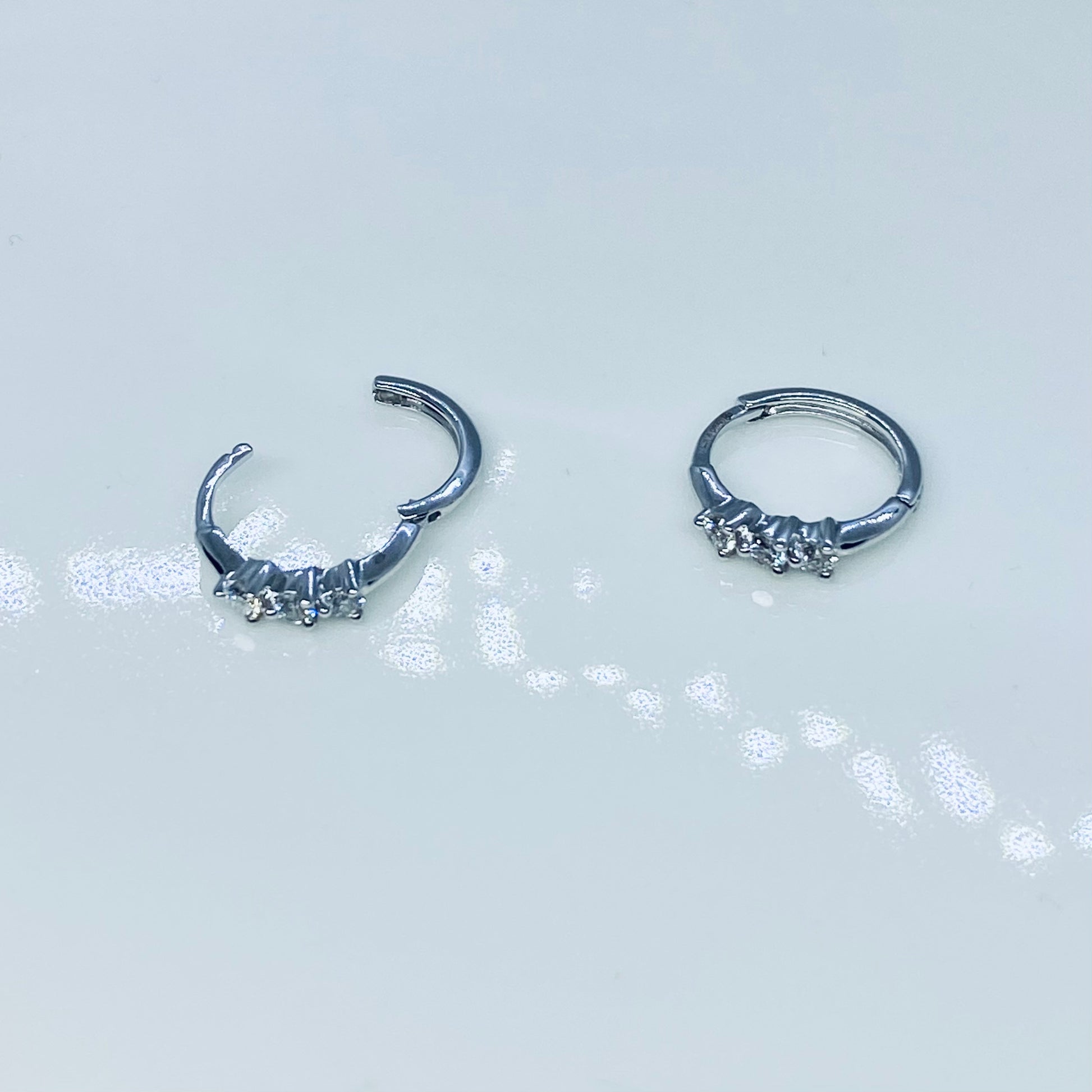 18ct White Gold Diamond Hoop Earrings - 0.17ct - John Ross Jewellers