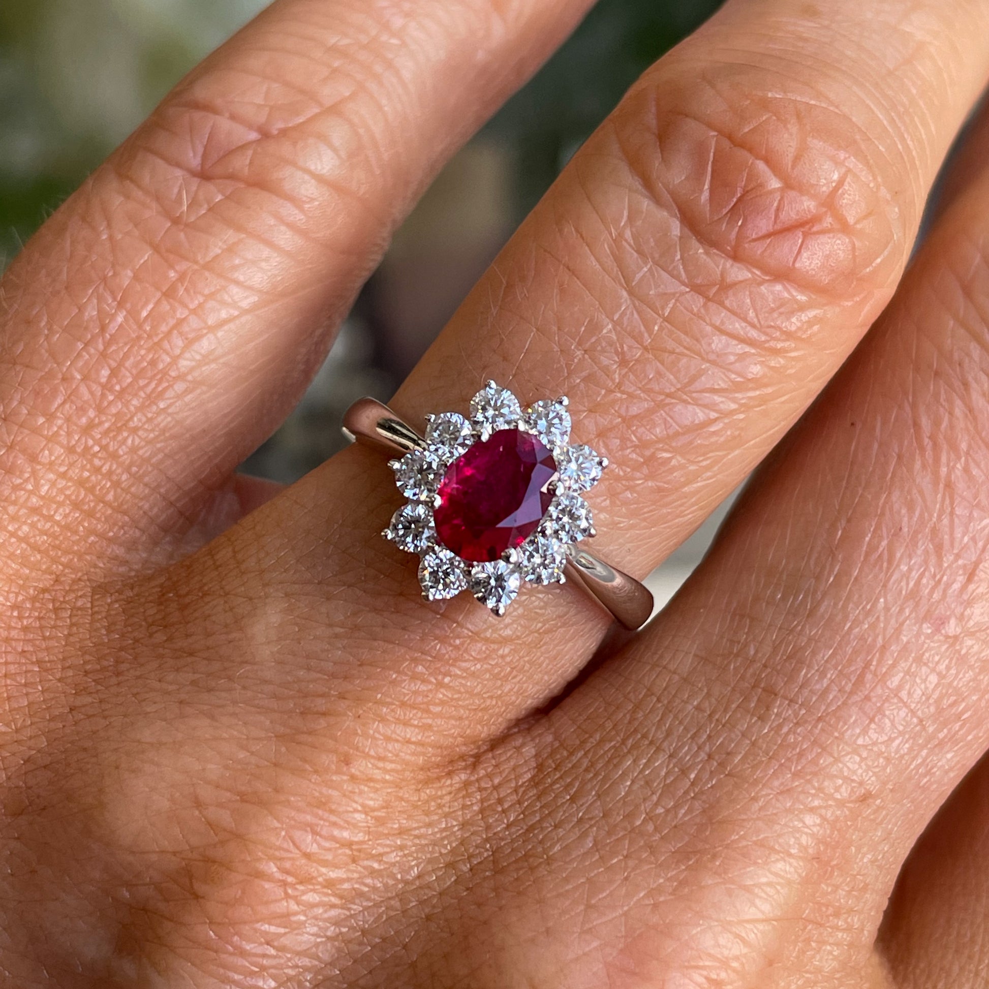 18ct White Gold Ruby & Diamond Ring | 1.65ct - John Ross Jewellers