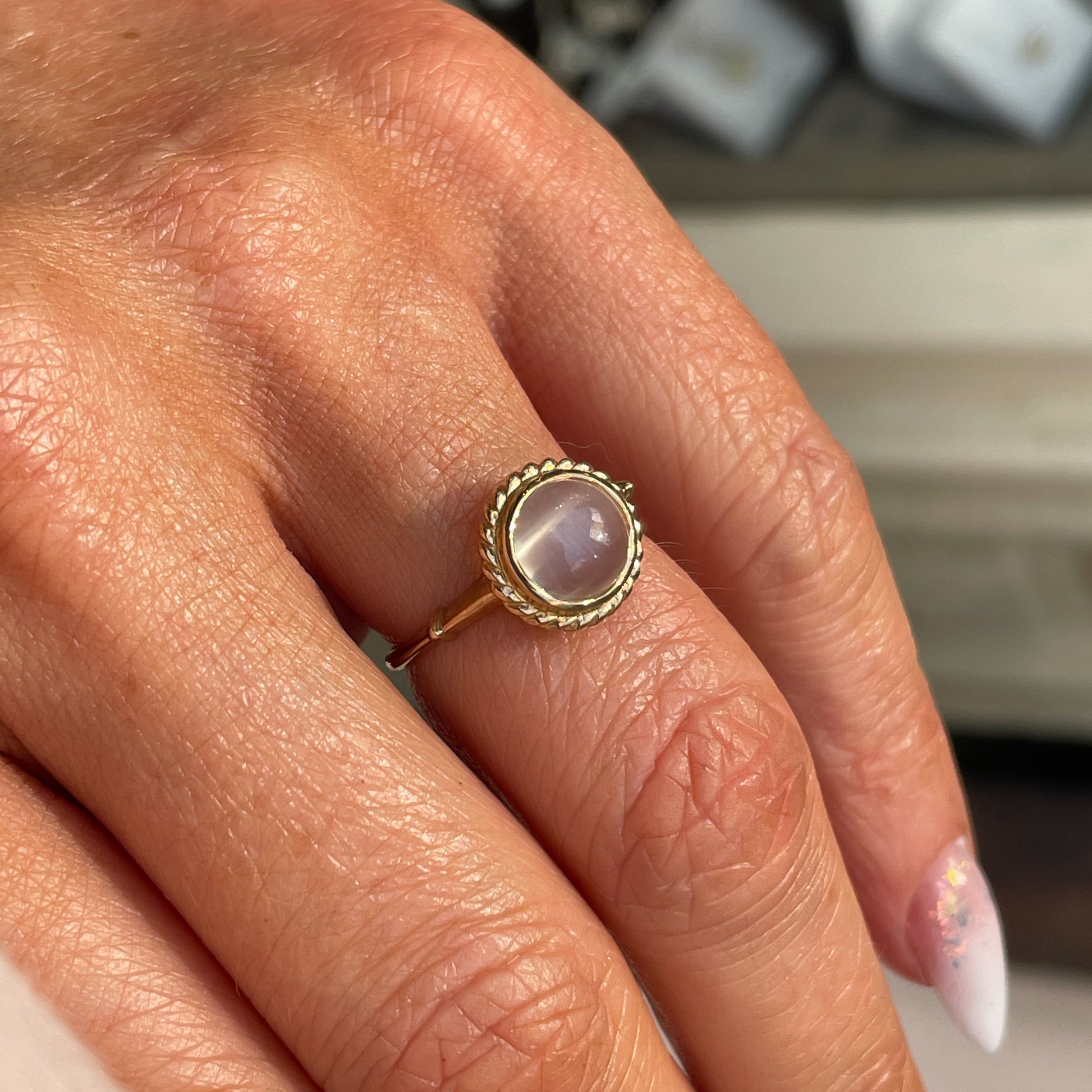 9ct Gold Moonstone Dress Ring - Round Signet - John Ross Jewellers