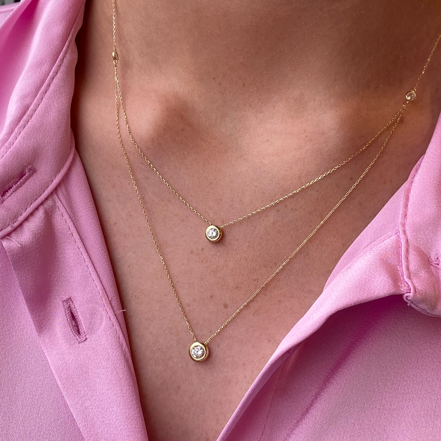 9ct Gold Double Necklace | CZ - John Ross Jewellers