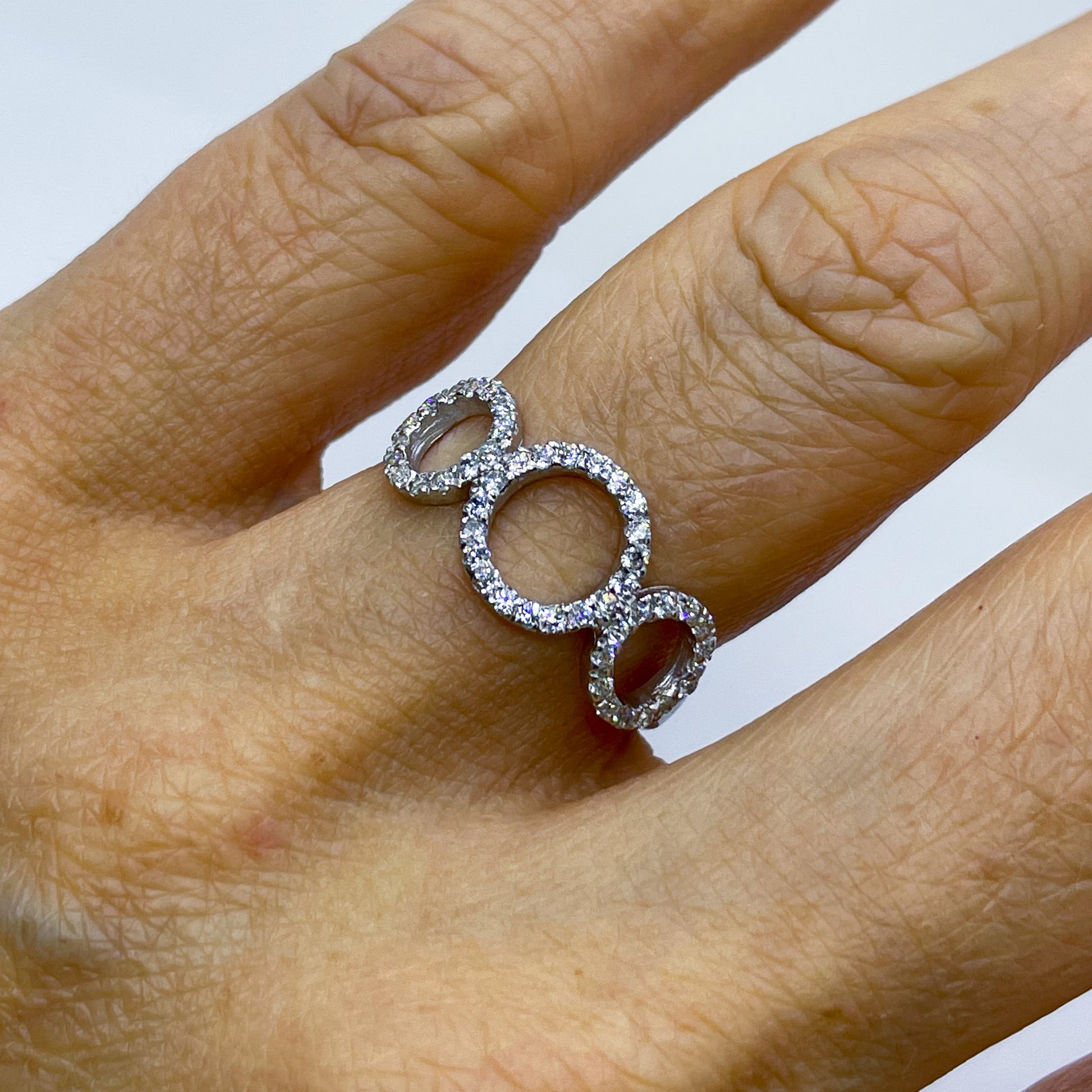 Silver CZ Three Circles Ring - John Ross Jewellers