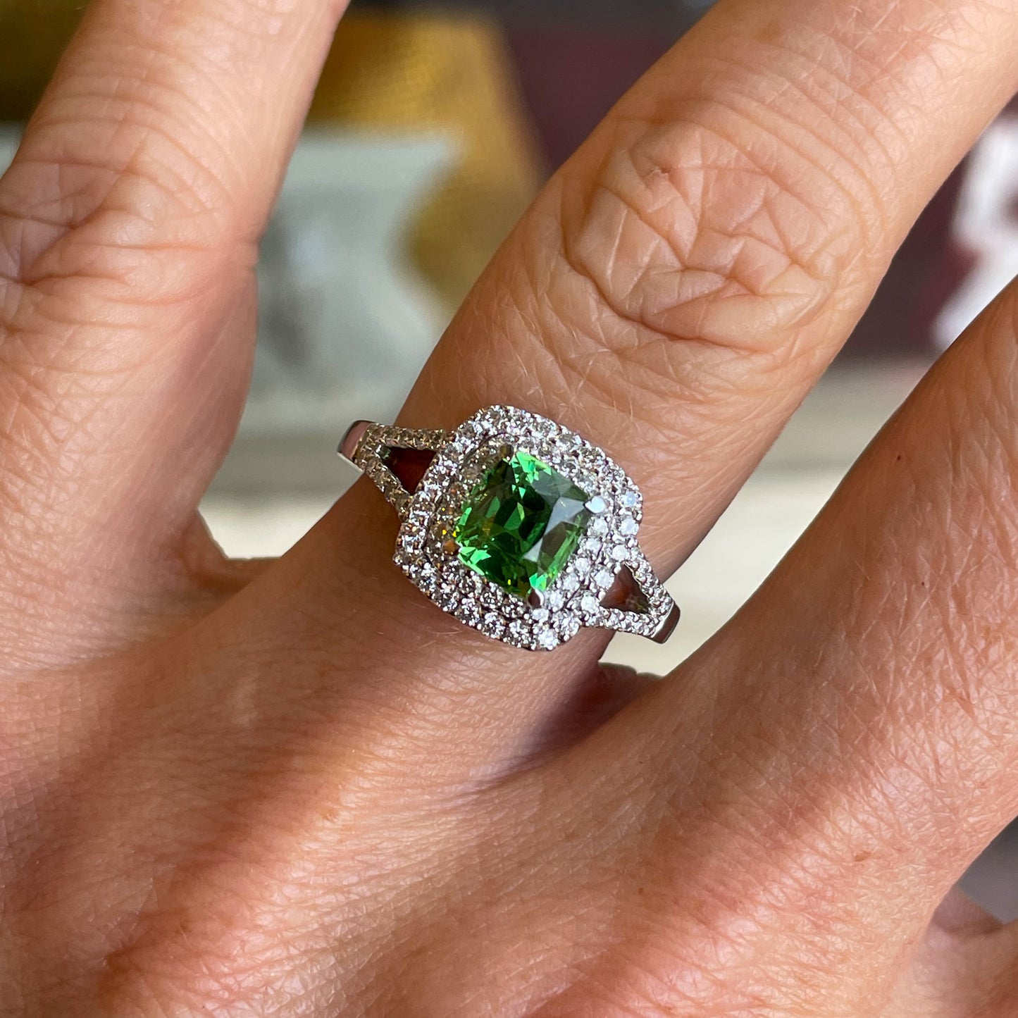 18ct White Gold Tsavorite Garnet & Diamond Ring - John Ross Jewellers