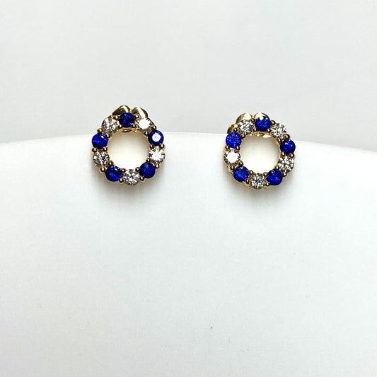 18ct Gold Sapphire & Diamond Eternity Stud Earrings - John Ross Jewellers