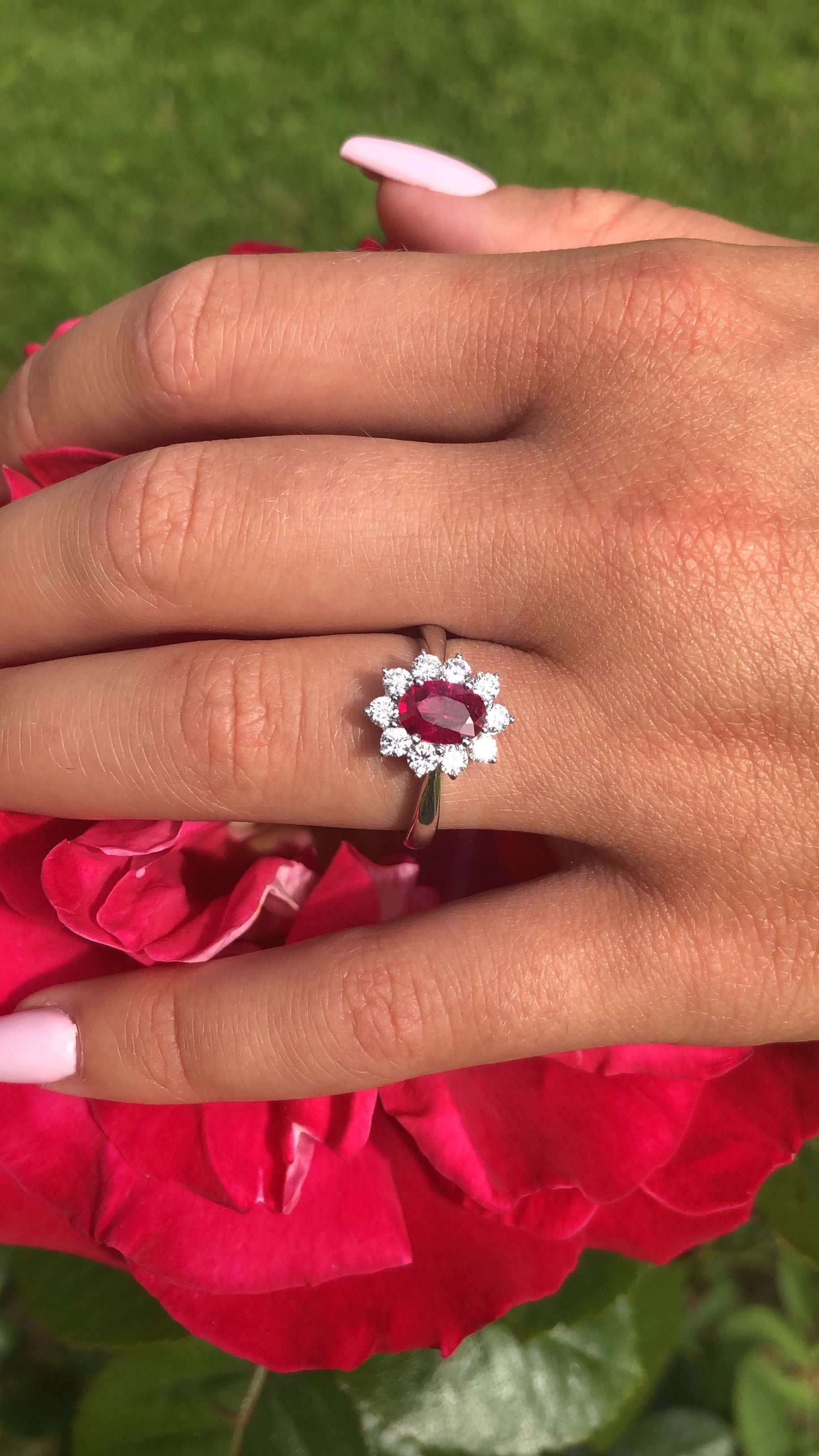 18ct White Gold Ruby & Diamond Ring | 1.65ct - John Ross Jewellers