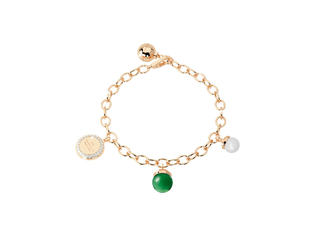 REBECCA Hollywood Bracelet With Green & Pearl Hot Stones - John Ross Jewellers
