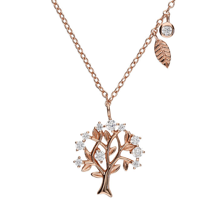 Rose CZ Tree Of Life Necklace - John Ross Jewellers