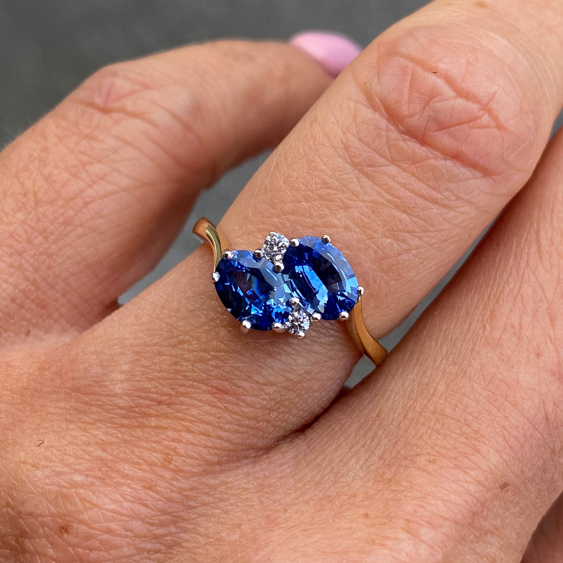 18ct Gold Sapphire & Diamond Moi Et Toi Ring - John Ross Jewellers